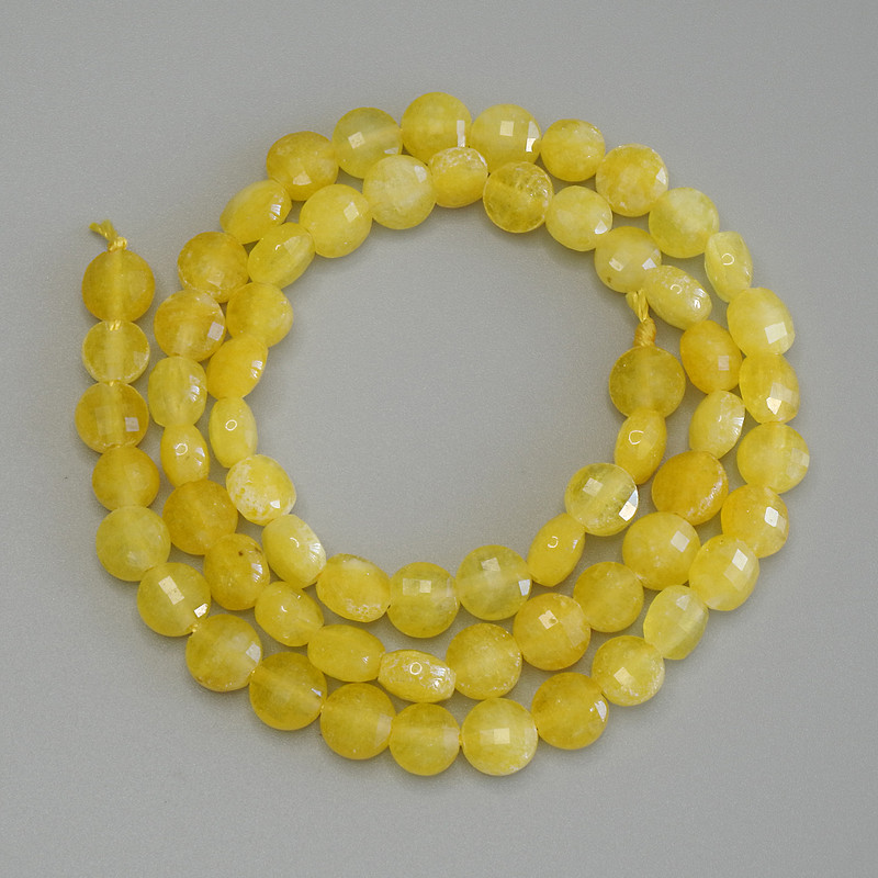 Citrine Faceted Coin Beads, diameter 6mm+-, length 39cm+- on a thread