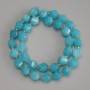 Aquamarine Faceted Rhombus Beads, diameter 10x9mm+- with 3mm+- seed beads, length 39cm+- on a strand