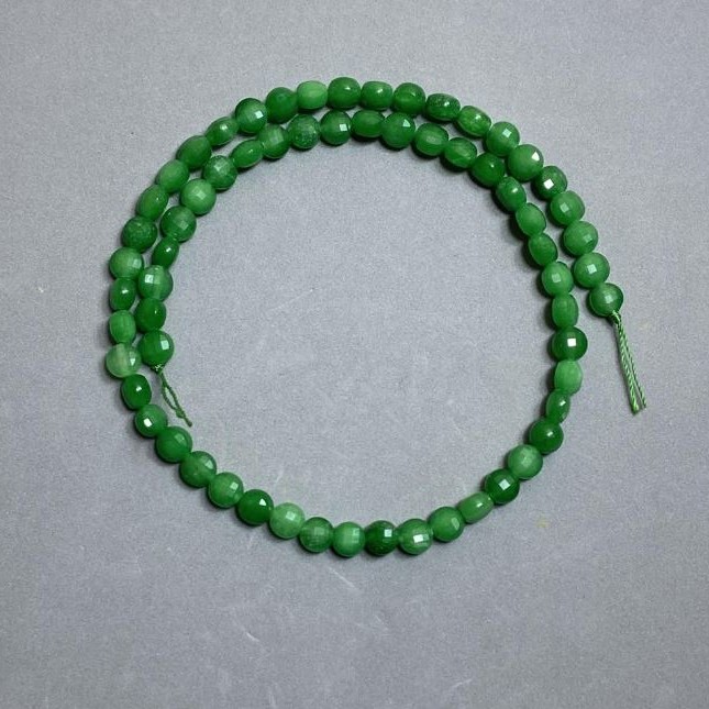 Chrysoprase Faceted Coin Beads, diameter 6mm+-, length 39cm+- on a strand