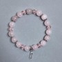 Rose Quartz Bracelet, smooth round bead, diameter 10mm+/-, and Czech glass rondelle 8x6mm+/-, length 18cm+/- stretch