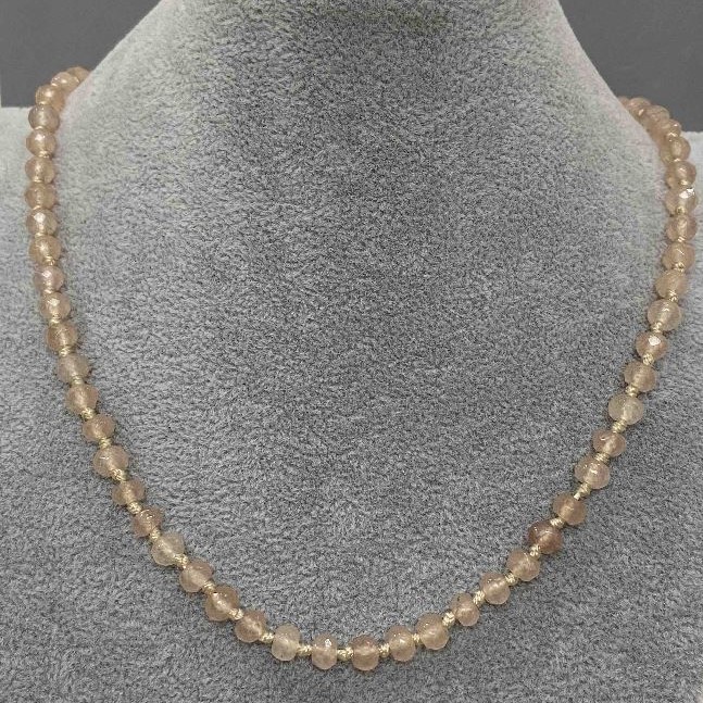 Imitation Selenite Necklace, faceted rondelle 6x4mm+/-, length 50cm+