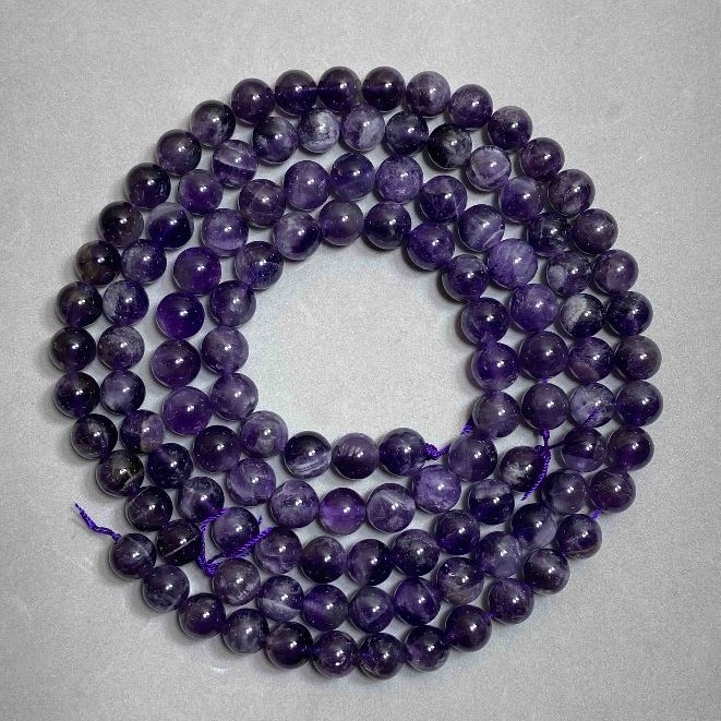 Amethyst Beads, natural stone smooth round bead, diameter 10mm+/-, length 39cm+/- on a strand