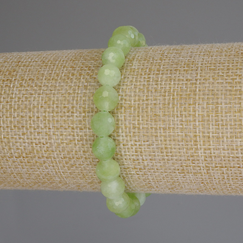Chrysolite Peridot Faceted Bead Bracelet, diameter 8mm+/-, length 18cm (stretch)