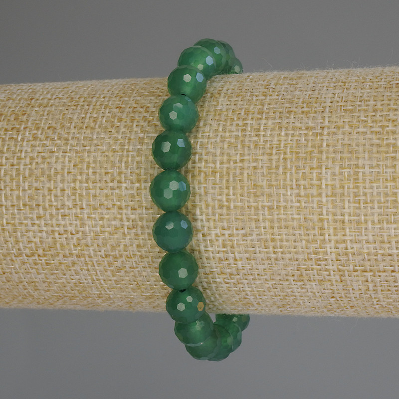 Chrysoprase Bracelet, faceted round bead, diameter 8mm+/-, length 18cm (stretch)
