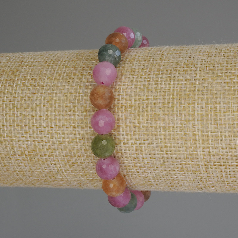 Tourmaline Bracelet, Faceted Bead, Diameter 8mm+/-, Length 18cm (Stretch)