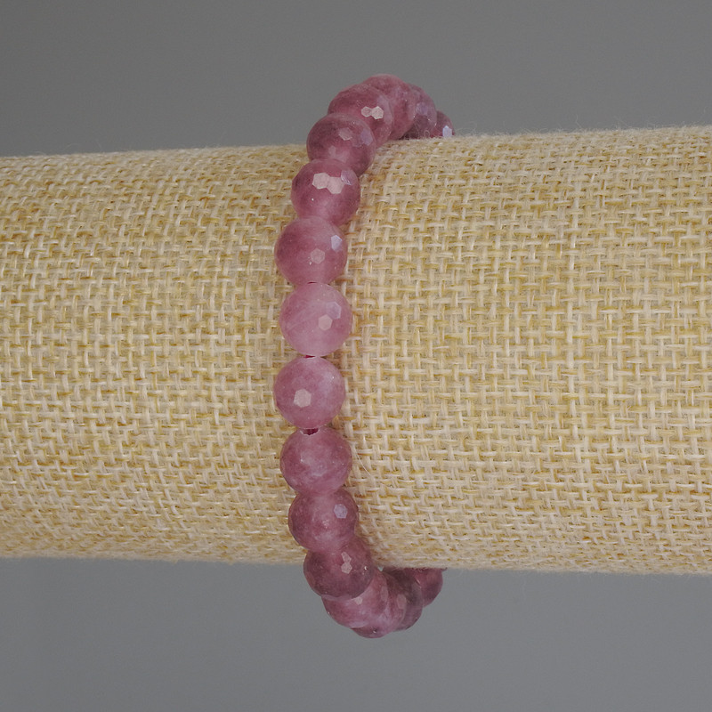 Tourmaline Bracelet, faceted round bead, diameter 8mm+/-, length 18cm (stretch)