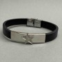 Black Bracelet with Metal Inserts on Clasp, Length 21cm+