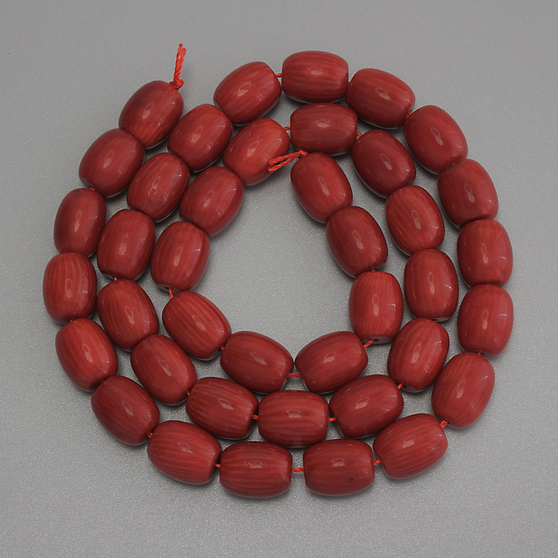 Coral Barrel Beads, Diameter 10x8mm+/-, Length 40cm+/- on a Strand