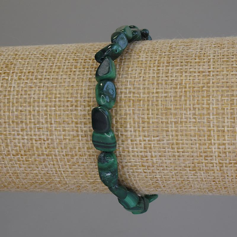 Malachite Tumbled Bracelet, diameter 8x5-8mm+/-, length 18cm+/- stretch