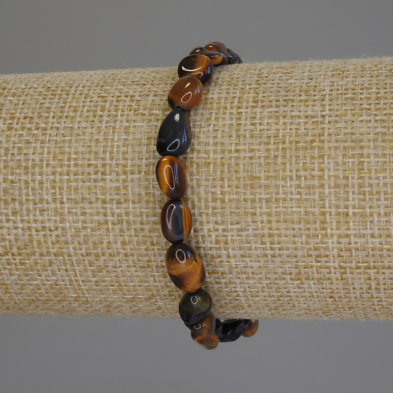 Tiger's Eye Bracelet, Tumbled Beads, Diameter 6-10x6mm+/-, Length 18cm+/- Stretch