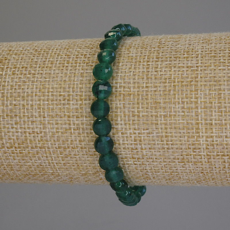 Chrysoprase Bracelet, Faceted Coin Beads, Diameter 6.5mm+/-, Length 18cm (Stretch)