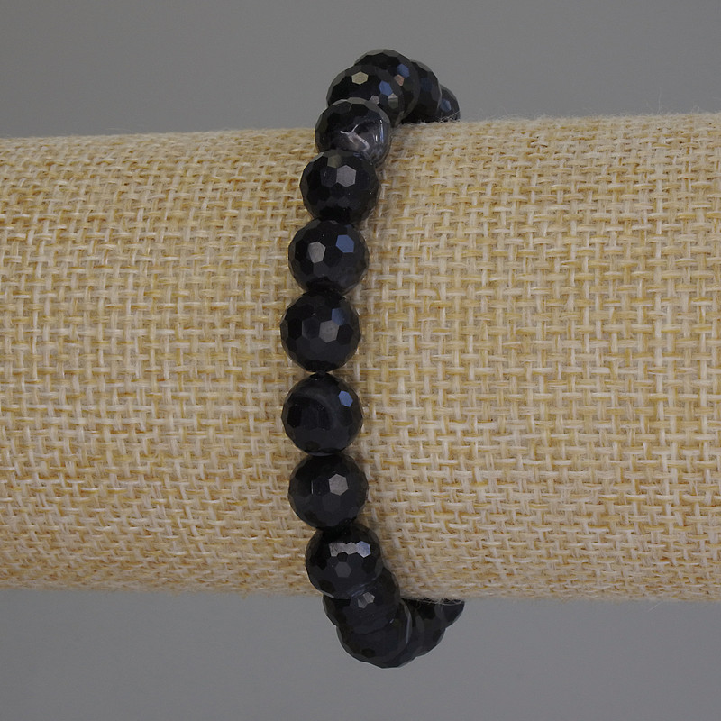 Agate Bracelet, Faceted Bead, Diameter 8mm+-, Length 18cm+- Stretch