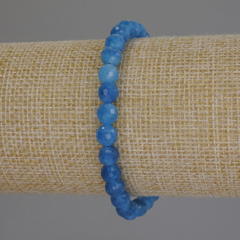 Apatite Bracelet, faceted bead, diameter 6mm+-, length 18cm+- stretch