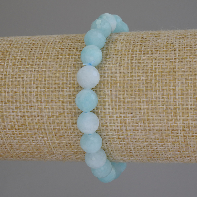 Aquamarine Bracelet, faceted bead, diameter 8mm+-, length 18cm+- stretch