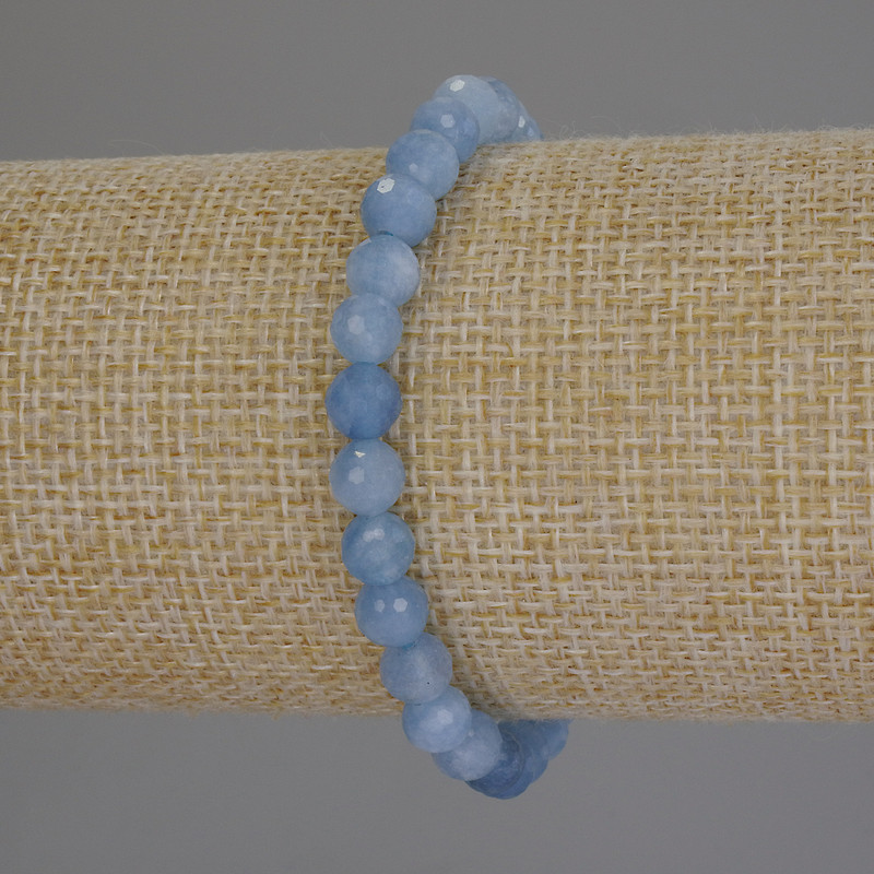 Aquamarine Bracelet, faceted bead, diameter 6mm+-, length 18cm+- stretch