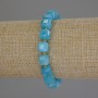 Aquamarine Faceted Cube Bracelet, diameter 8mm+/- with 3mm+/- seed beads, length 18cm+/- stretch
