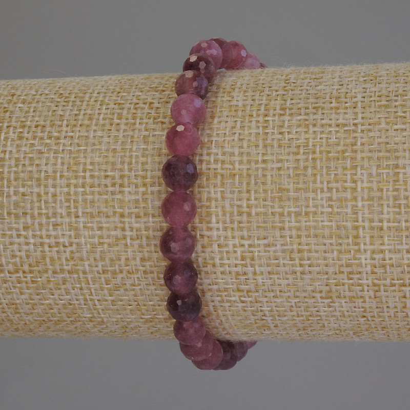 Tourmaline Bracelet, faceted bead, diameter 6mm+-, length 18cm (stretch)