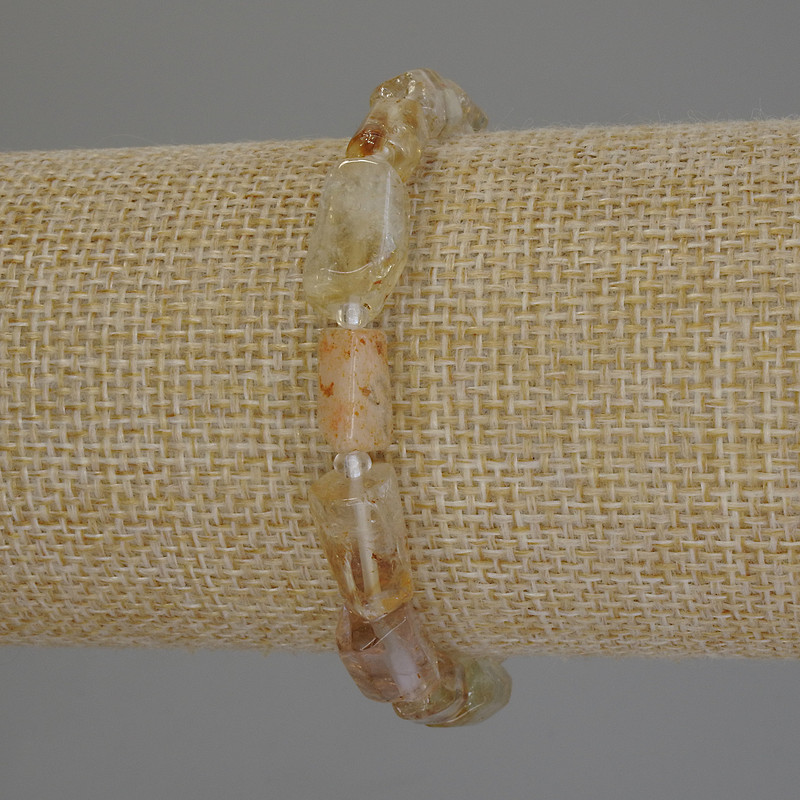 Bracelet Citrine rough cut, diameter 10-13×8mm +-, length 18cm +-/stretch