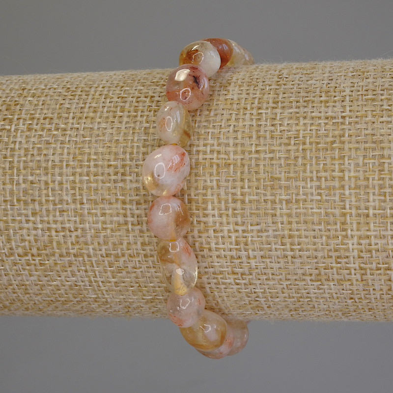 Citrine Tumbled Bracelet, diameter 9-11x8mm+/-, length 18cm+/- stretch