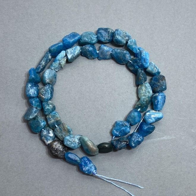 Apatite Beads, Raw Stone, 10x8mm+-, on a String