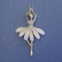 Brooch Pendant Ballerina with White Rhinestones Gold-Tone Metal 50x28mm
