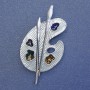 Palette Brooch Blue Enamel Silver-Tone Metal 50x27mm+