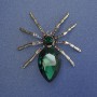 Spider Brooch Green Crystal Multicolour Rhinestones 65mm+- Gold-Tone Metal