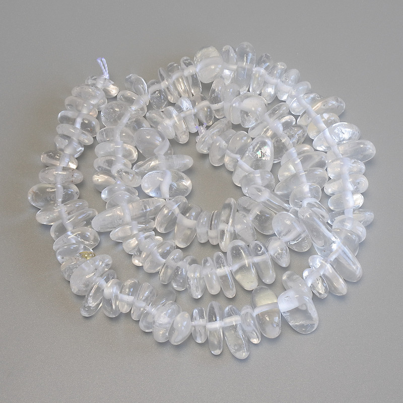 Mountain crystal faceted glass beads natural stone 8–13 mm, diameter 8-13×4-6mm+-, length 40m+- on thread