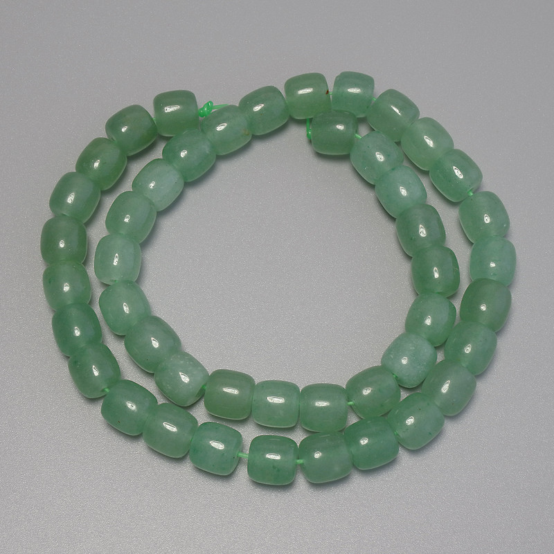 Jade Beads Rounded Cylinder, Diameter 8x8mm+-, Length 36cm+- on Fishing Line