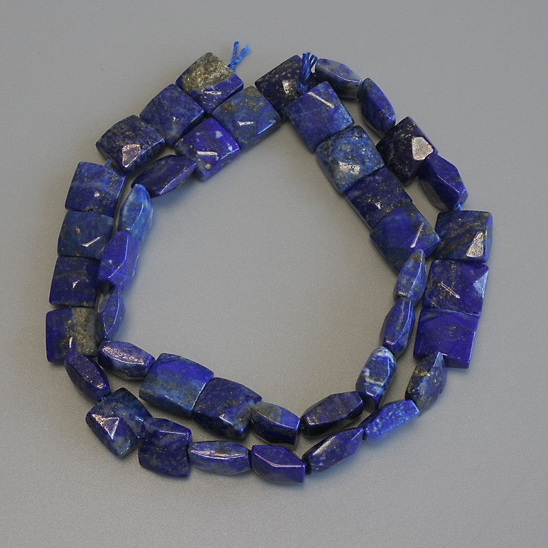 Lapis Lazuli Beads, Faceted Square, 8.5-9.5mm+/- on a Thread, Length 39cm+