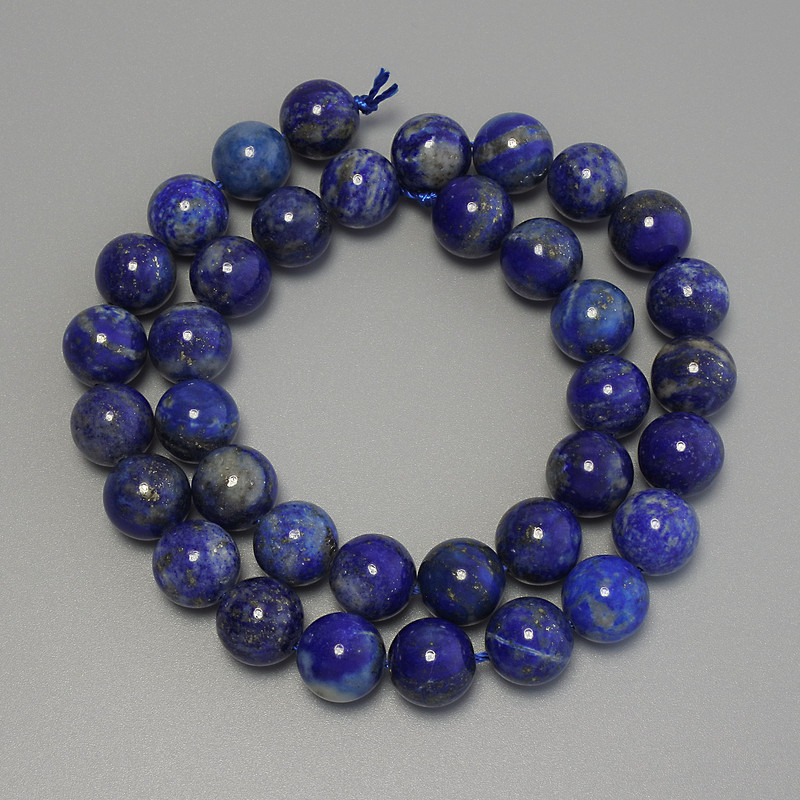 Lapis Lazuli Beads, smooth round 10.5mm+/-, on a strand, length 38cm+