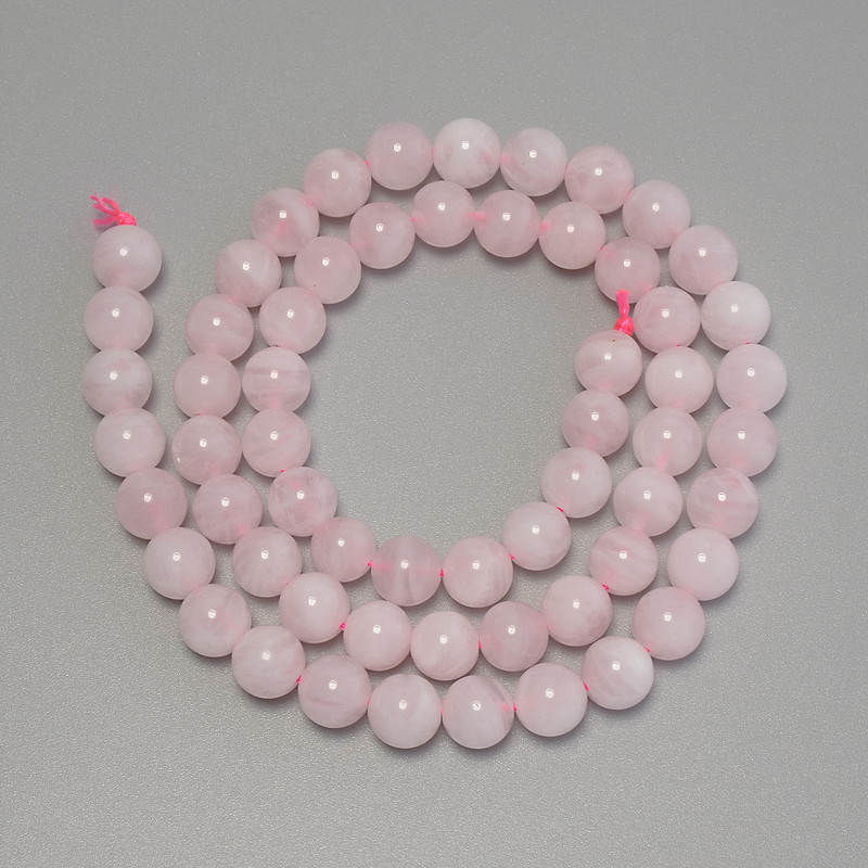 Madagascar Rose Quartz Beads, smooth round, 6.5mm diameter +/-, 39cm length +