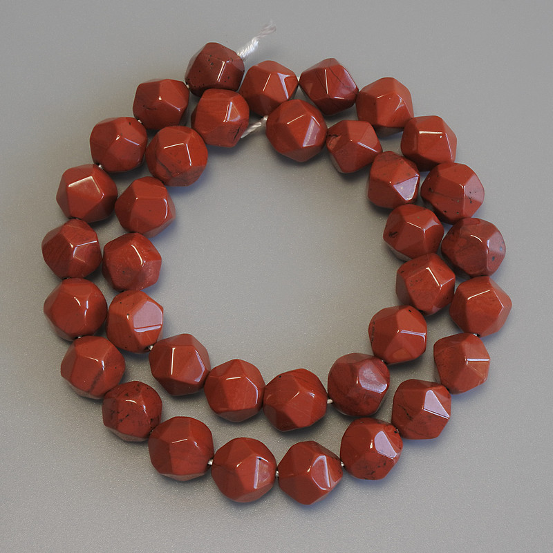 Beads Red Jasper Polyhedron, Diameter 10x9.5mm+-, Length 37cm+