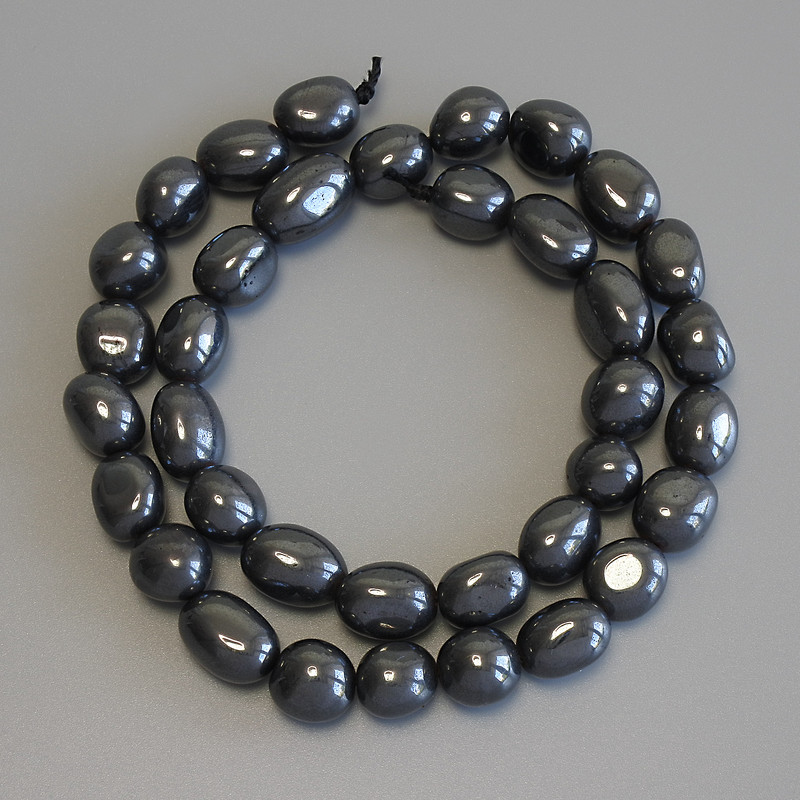 Beads Hematite Tumbled, Diameter 10-12x8.5-9.5mm+-, Length 39cm+