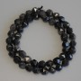 Silver Sheen Obsidian Beads, faceted, diameter 8x7mm+/-, length 38cm+