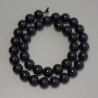 Black Tourmaline Beads, Smooth Round, Diameter 10mm+-, Length 38cm+- on a Thread