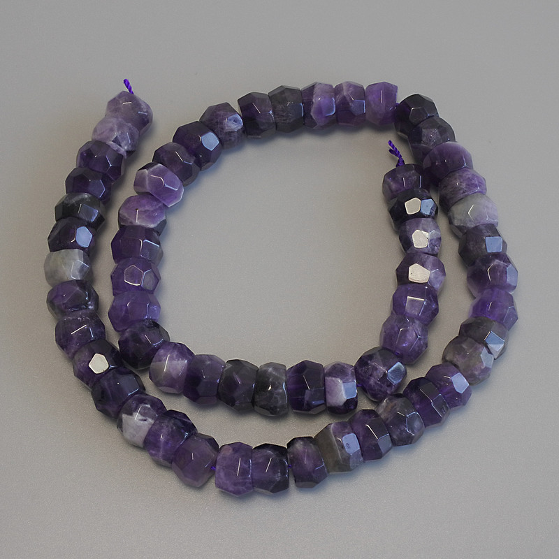 Amethyst Beads, Faceted Rondelle, Diameter 10x6-8mm+/-, Length 39cm+/- on a Thread