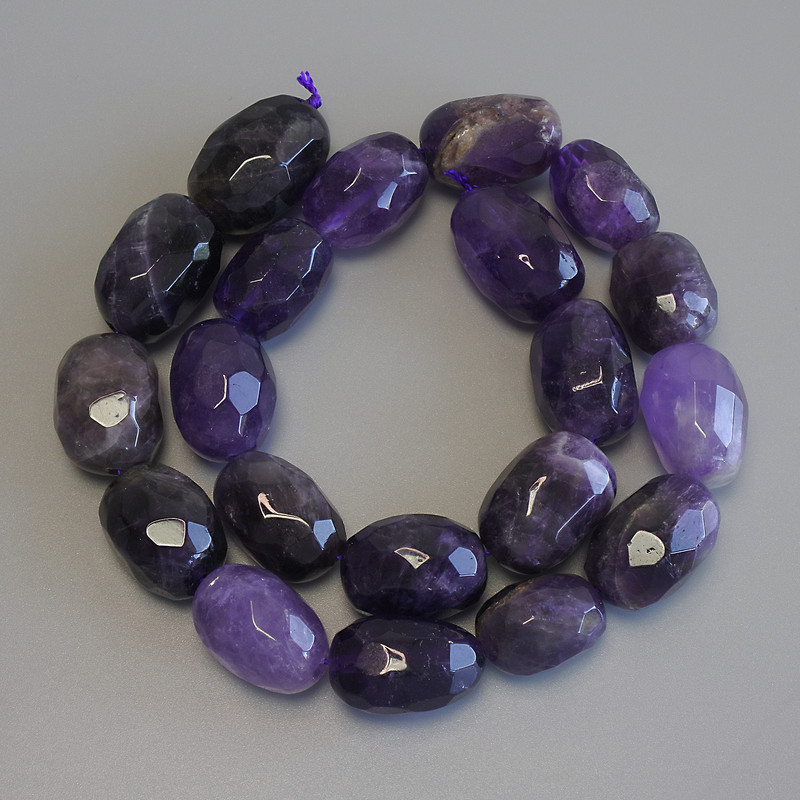 Amethyst Beads, Faceted Nugget, Diameter 15-21x9-14mm+/-, Length 41cm+/- on a Thread