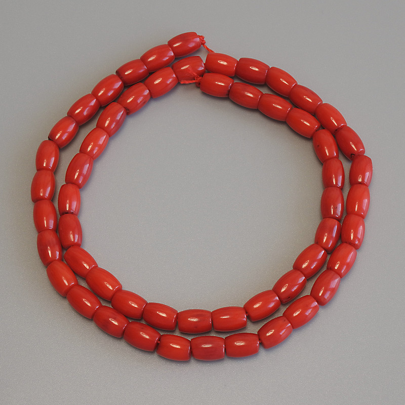 Coral Barrel Beads, 7x5mm+/-, 39cm+/- Strand Length