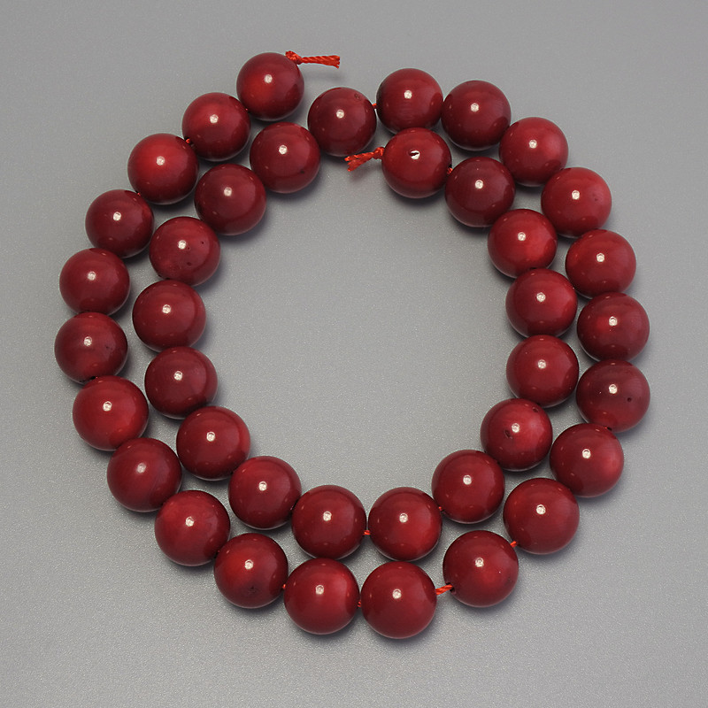 Coral Beads, Smooth Round 10.5mm+-, Length 41cm+- on a Thread