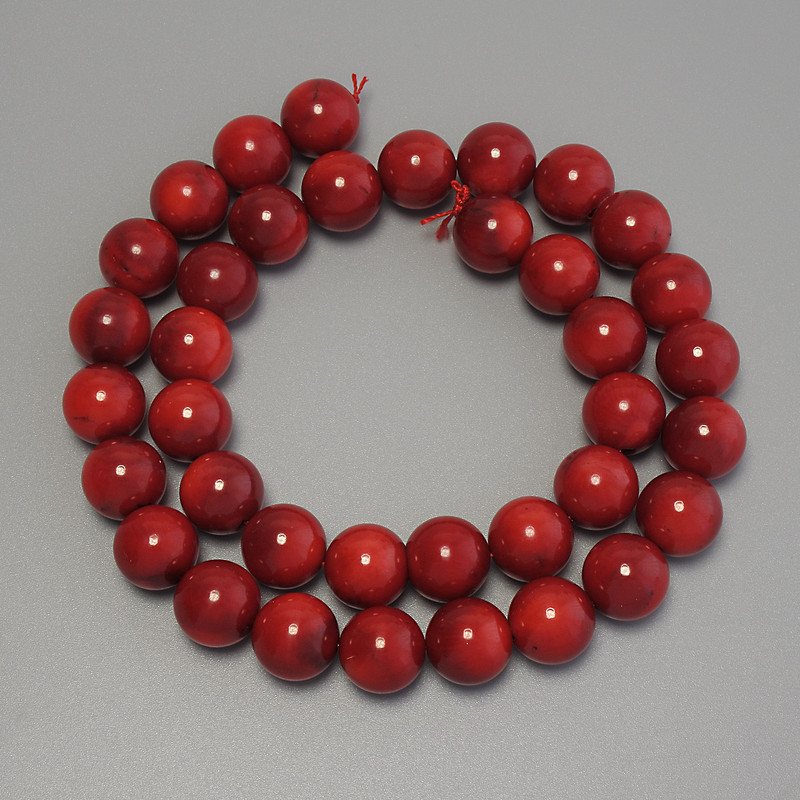 Coral Beads, Smooth Round 11mm+-, Length 41cm+- on a Thread