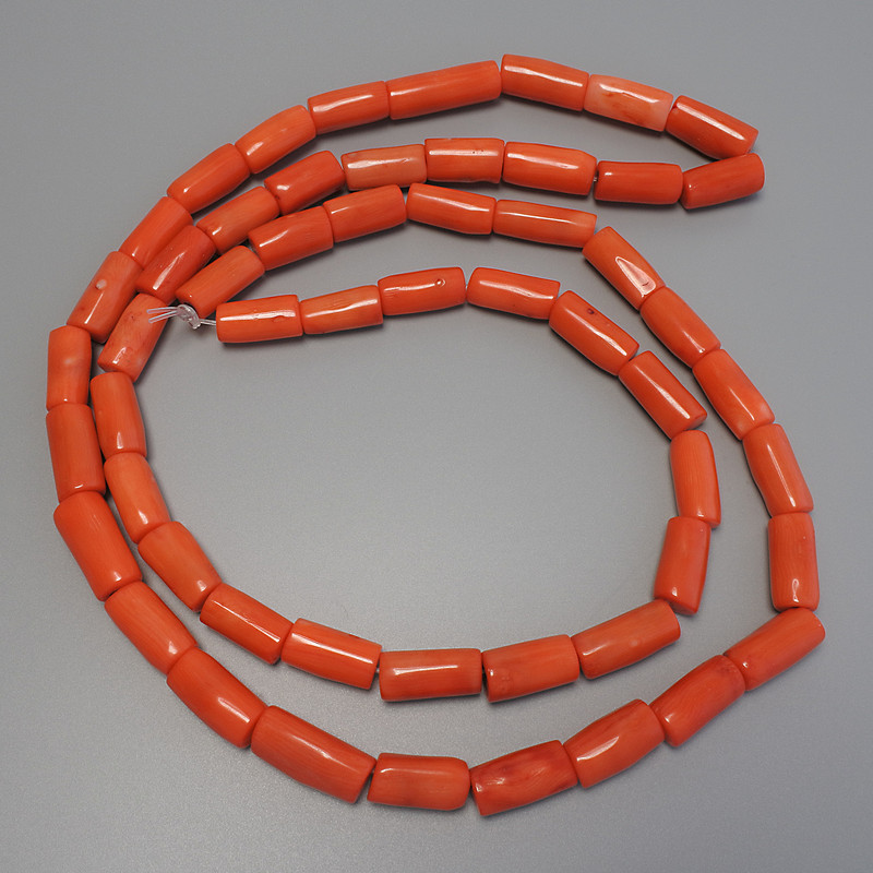 Coral Beads, Orange Chips, 16-26x11-12mm+-, Length 120cm+- on Fishing Line