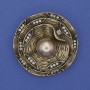 Brooch Accent Beige Pearl White Rhinestones Bronze Colour 40mm+