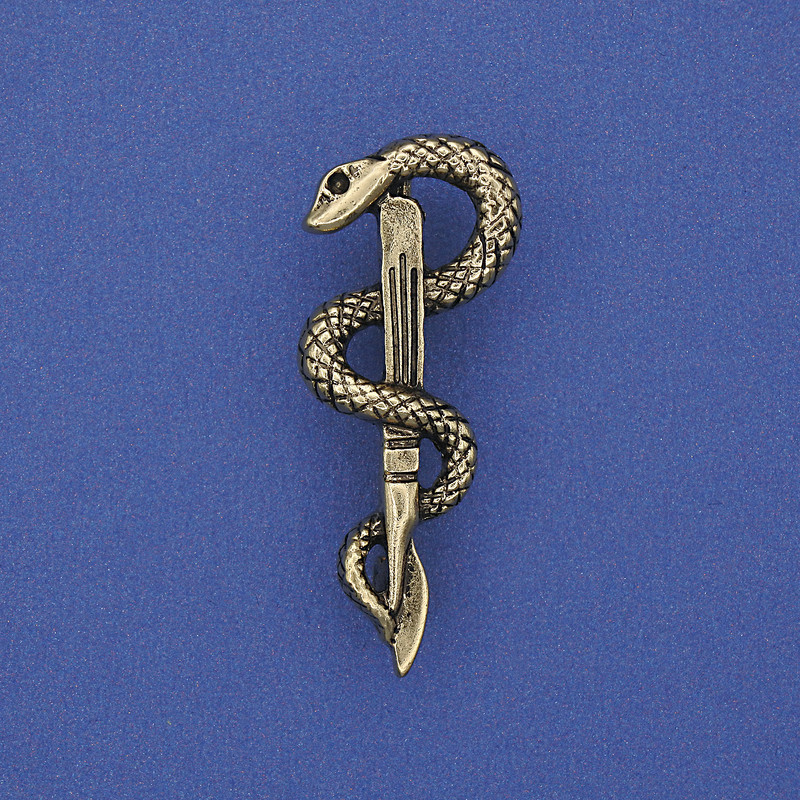 Snake Brooch, gold-tone metal, 37x15mm+