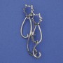 Cats Brooch Grey Rhinestones Silver-tone Metal 58x26mm+