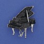 Grand Piano Brooch Black Enamel Silver-tone Metal 36x30mm+