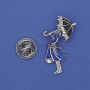 Girl with Umbrella Brooch, White Rhinestones, Blue Enamel, Gold-Tone Metal, 32x16mm+