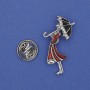 Girl with an Umbrella Brooch White Rhinestones Red Enamel Gold-Tone Metal 32x16mm+