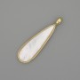 Pendant Mother-of-Pearl Drop 40x11mm+- Gold-Tone Metal