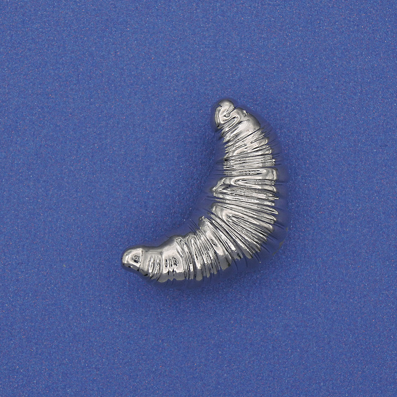 Croissant Brooch Silver-Tone Metal 24x13mm+